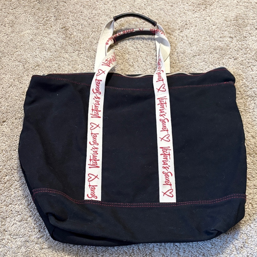 Victoria Secret Black Tote with Logo Strap